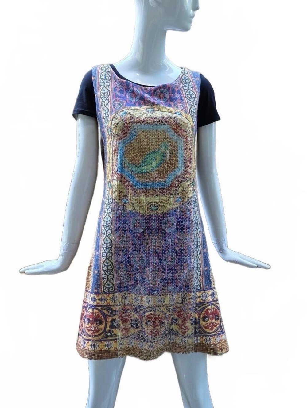 Moroccan Mosaic Sequin Medallion Shift tank dress.  Size Lg. (no brand label)